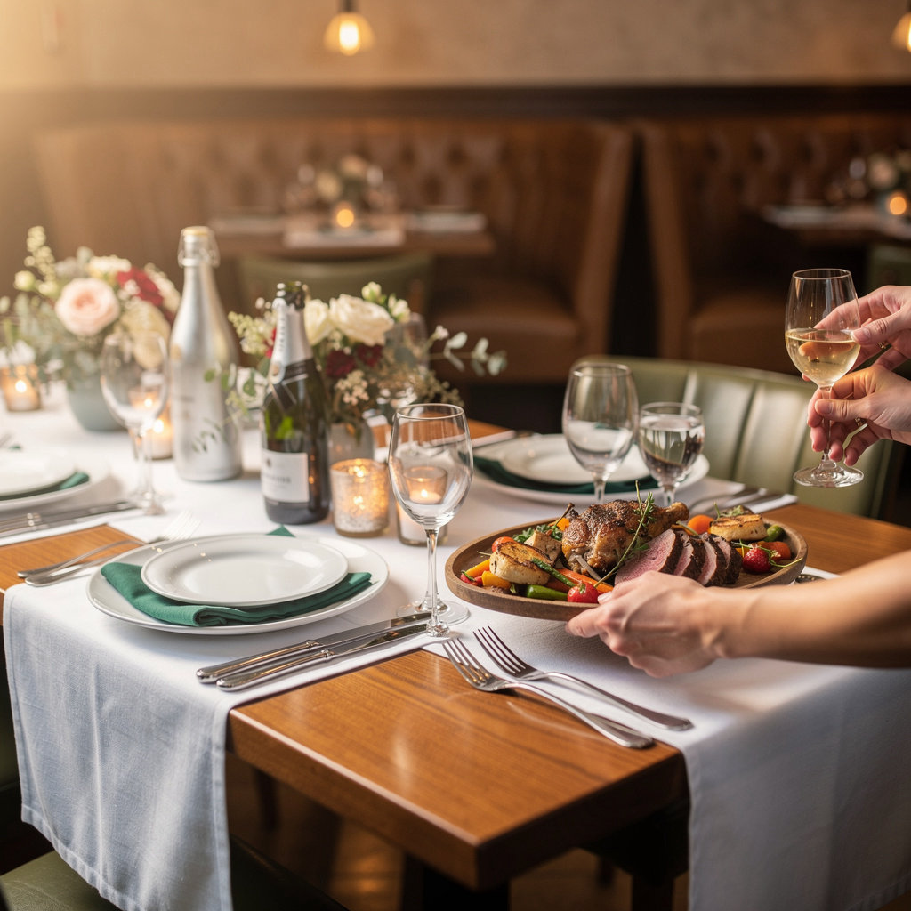 The Wheatsheaf Gomersal private dining room with elegantly set tables for group celebrations and events